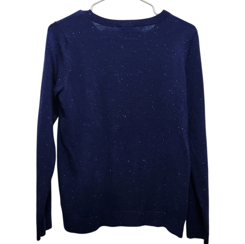 TALBOTS Navy Lighthouse Snowman Snow Globe Sweater Lambs wool Blend Size SP - Picture 2 of 6